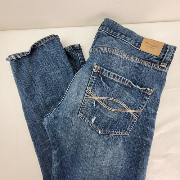 Abercrombie & Fitch Jeans Women's 10/30 Blue Mid Rise Button Fly Straight Distr - Picture 11 of 12